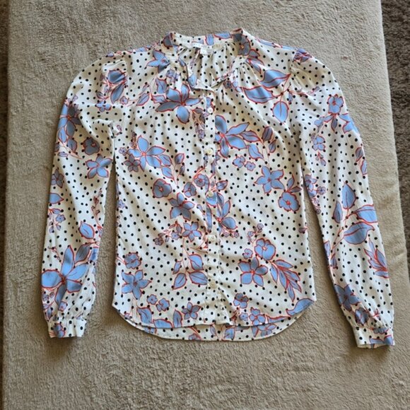 Veronica Beard Ashlynn Floral Silk Blouse size 4 - Picture 4 of 15
